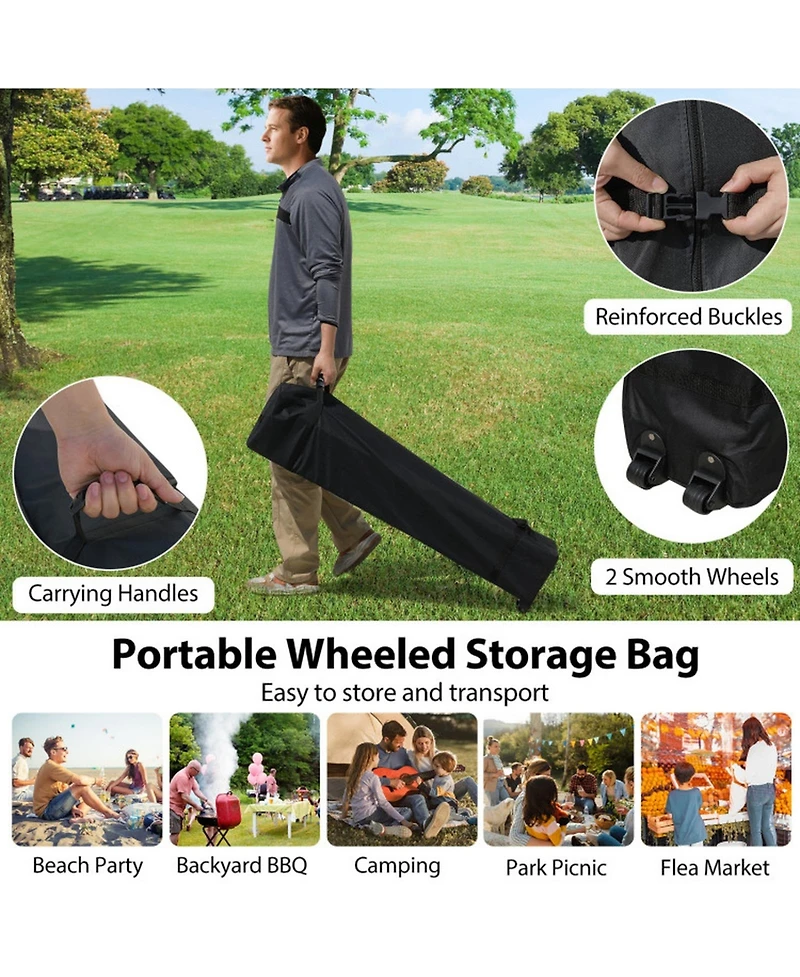 Gouun 10 x 10 ft Pop Up Canopy Tent with Detachable Sidewall and Wheeled Bag