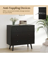 Gouun Wide 4-Drawer Wooden Dresser for Bedroom