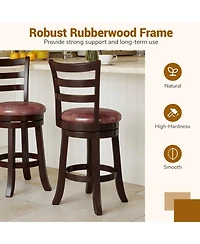 Gouun 24 in Swivel Upholstered Faux Leather Counter Height Bar Stools Set of 2 and Wrap-Around Footrest