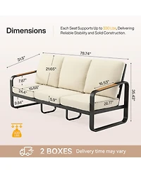 Tribesigns 78.7" Outdoor Patio Sofa with Removable Cushions and Metal Frame Couch