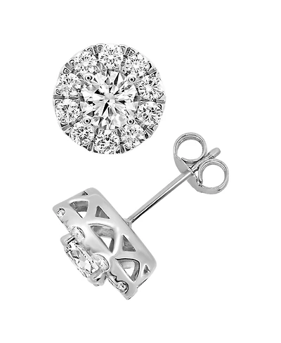 Diamond Halo Screw Back Stud Earrings (2-1/2 ct. t.w.) in 14k White Gold
