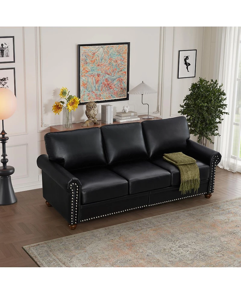 Streamdale Furniture Classic Living Room Nails Sofa Faux Leather