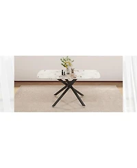 Streamdale Furniture Luxurious Marble Dining Table with Metal Legs