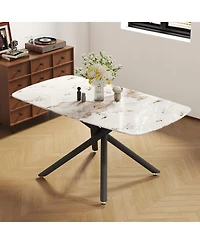 Streamdale Furniture Luxurious Marble Dining Table with Metal Legs