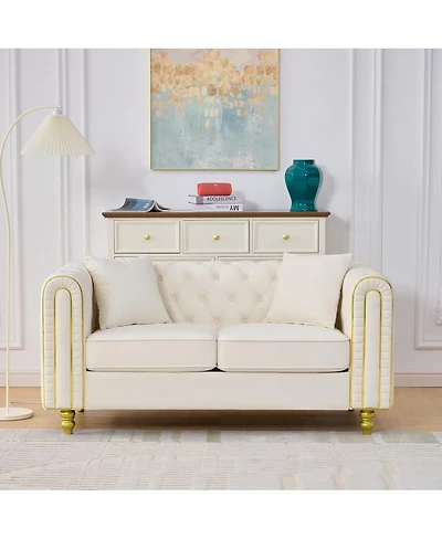 Streamdale Furniture Velvet Loveseat Sofa with Gold Legs