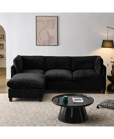 Streamdale Furniture 96.5" Chenille Sectional Sofa with Ottoman