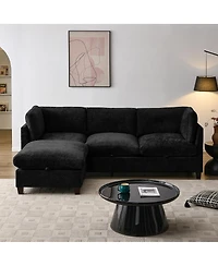 Streamdale Furniture 96.5" Chenille Sectional Sofa with Ottoman