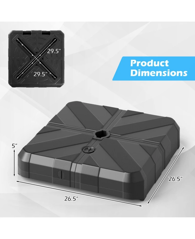 Gouun Weighted Offset Umbrella Base with Fillable Hdpe Tank Cross Bracket and Cut-Out Handles