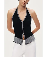 Nocturne Women's Halter Ribbed Knit Top