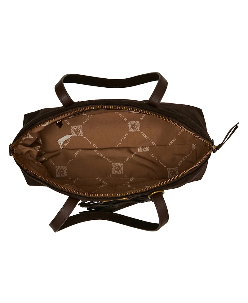 Anne Klein Faux Suede Medium Horse Bit Bowler Handbag