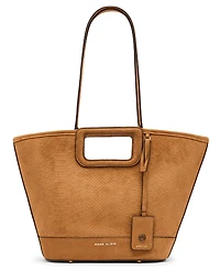 Anne Klein Textured Faux Suede Small Cut Out Handle Tote Handbag