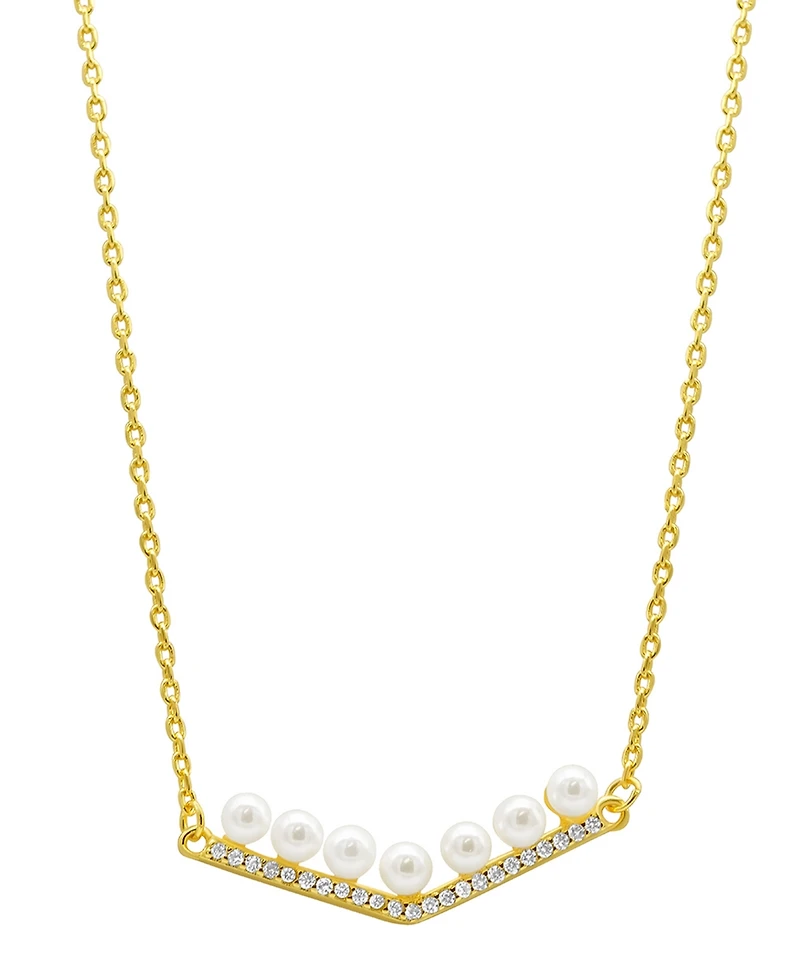 Adornia Pearl Gold 2-Piece Bar Necklace Set