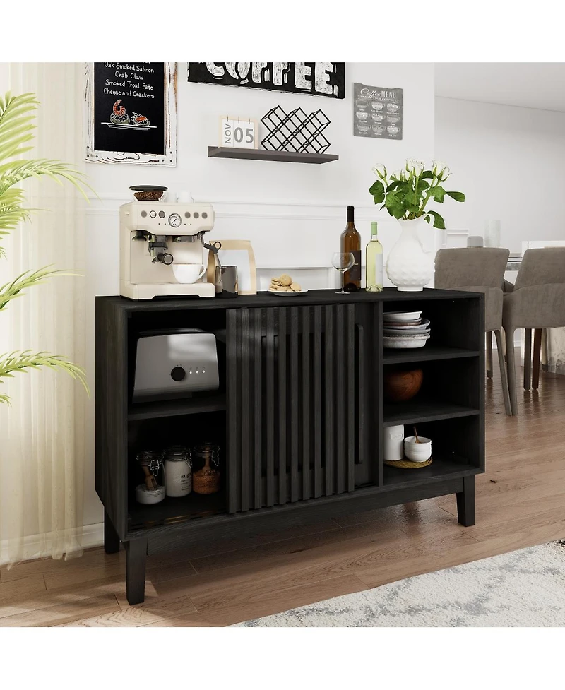 Streamdale Furniture Farmhouse Fluted Sideboard with 2 Doors & Solid Wood Feet