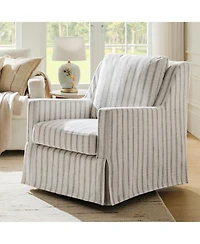 Hulala Home Lillie 30" W Farmhouse Slipcovered Down-blend Swivel Rocking Chair with Pillow Back