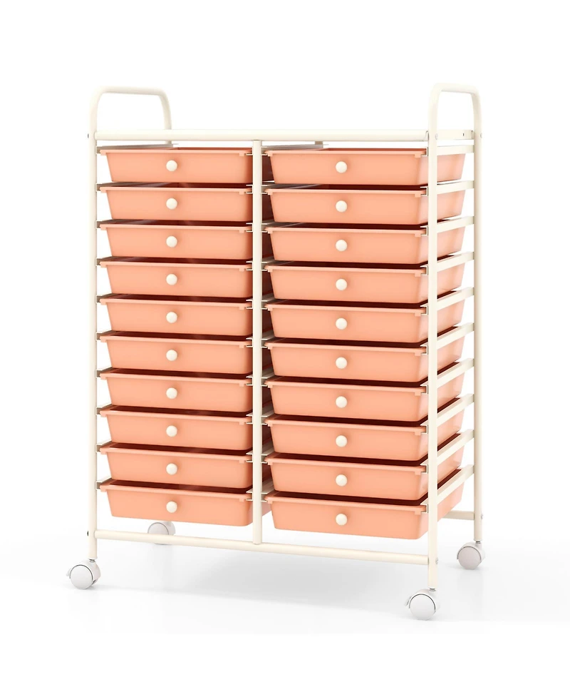 Gouun 20-Drawer Rolling Storage Cart with Removable Drawers and Locking Wheels