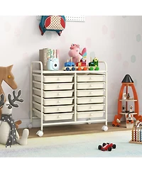 Gouun 12-Drawer Rolling Organizer Cart with Transparent Drawers