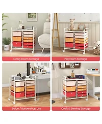 Gouun 9-Drawer Rolling Storage Cart with Metal Frame