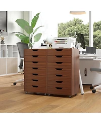Gouun 7-Drawer Wooden Storage Dresser with Lockable Wheels