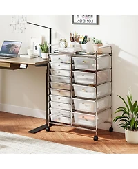 Gouun 15-Drawer Rolling Storage Trolley with Chrome Metal Frame