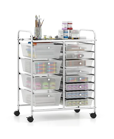 Gouun 12-Drawer Utility Rolling Cart with Tiered Storage