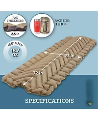 Gnuadz Static V Inflatable Sleeping Pad Camping Hiking Backpacking Air Bed Uninsulated Outdoor Recreation Gear