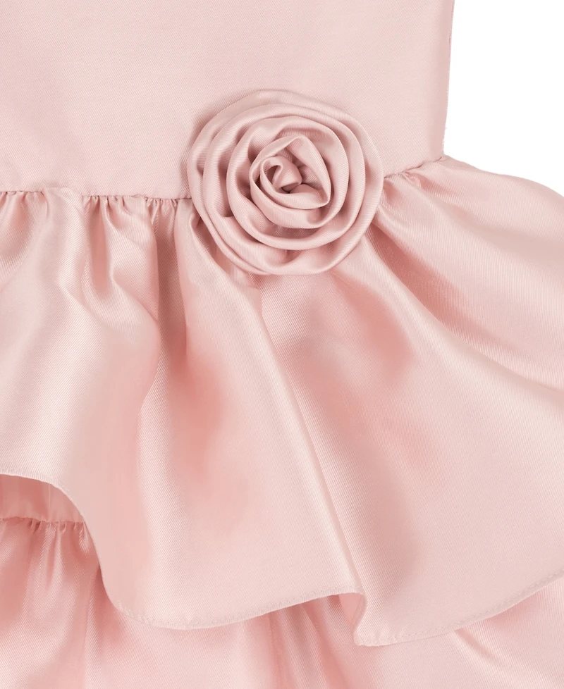 Rare Editions Little Girls' 2T-6X Mikado 2-Tier Dress with Rosette at Waist