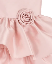 Rare Editions Little Girls' 2T-6X Mikado 2-Tier Dress with Rosette at Waist