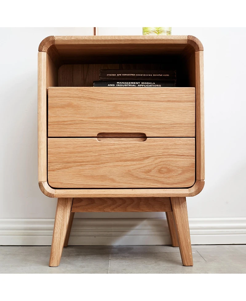 sumyeg Nordic Modern Solid Wood Nightstand Simple Bedside Cabinet Storage