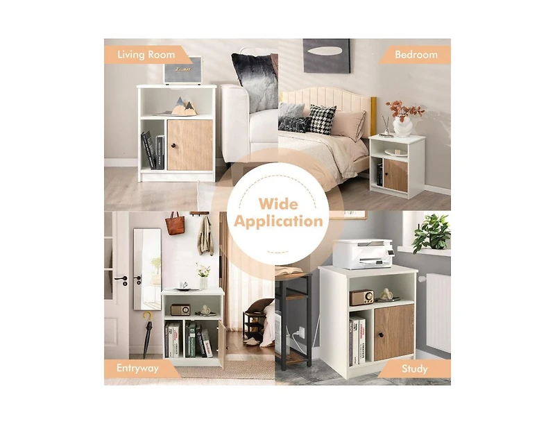 sumyeg 2 Pieces 25" Tall Nightstands with Door and 2 Open Shelves