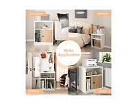 sumyeg 2 Pieces 25" Tall Nightstands with Door and 2 Open Shelves