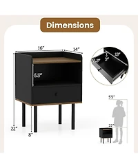 sumyeg Nightstand with Drawer 3-Tier Sofa Side Table with Open Storage Shelf