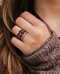 Macy's Smokey Quartz (5-1/2 ct. t.w.) & Diamond (0.07 Ring 18k Rose Gold Flash Plated Sterling Silver