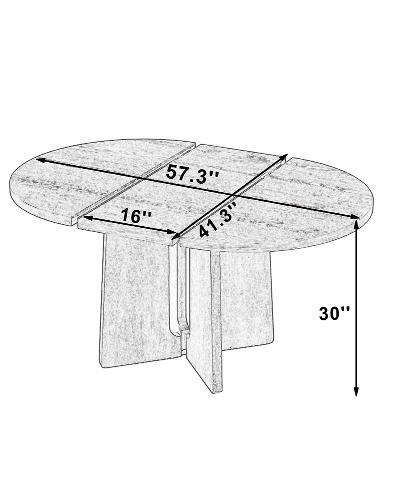 Streamdale Furniture Solid Wood Extendable Round Dining Table with Leaf