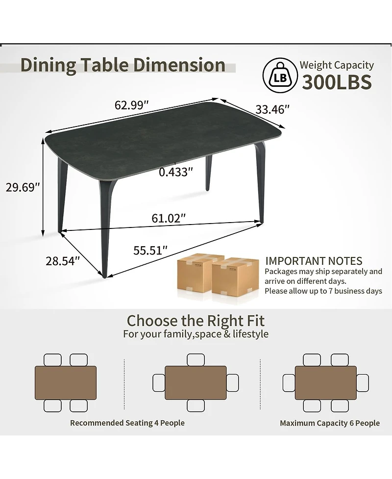 Streamdale Furniture Vic Dark Sintered Stone Dining Table