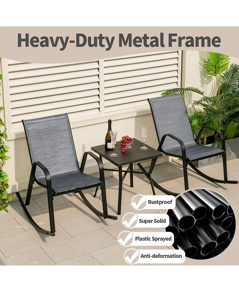 Gymax 2pcs Patio Rocking Chair Heavy-Duty Metal Rocker Outdoor Anti-Slip