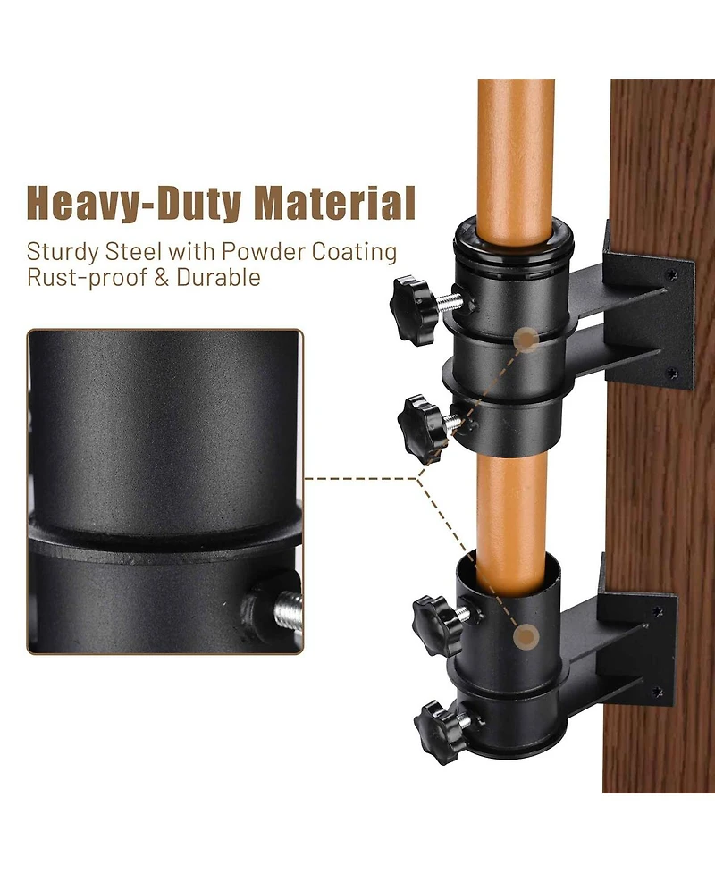LAGarden Deck Umbrella Mount Holder Bracket Height Flexible for Patio Railing Balcony Courtyard Poolside Mobile Cart Black Corner