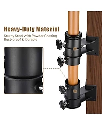 LAGarden Deck Umbrella Mount Holder Bracket Height Flexible for Patio Railing Balcony Courtyard Poolside Mobile Cart Black Corner