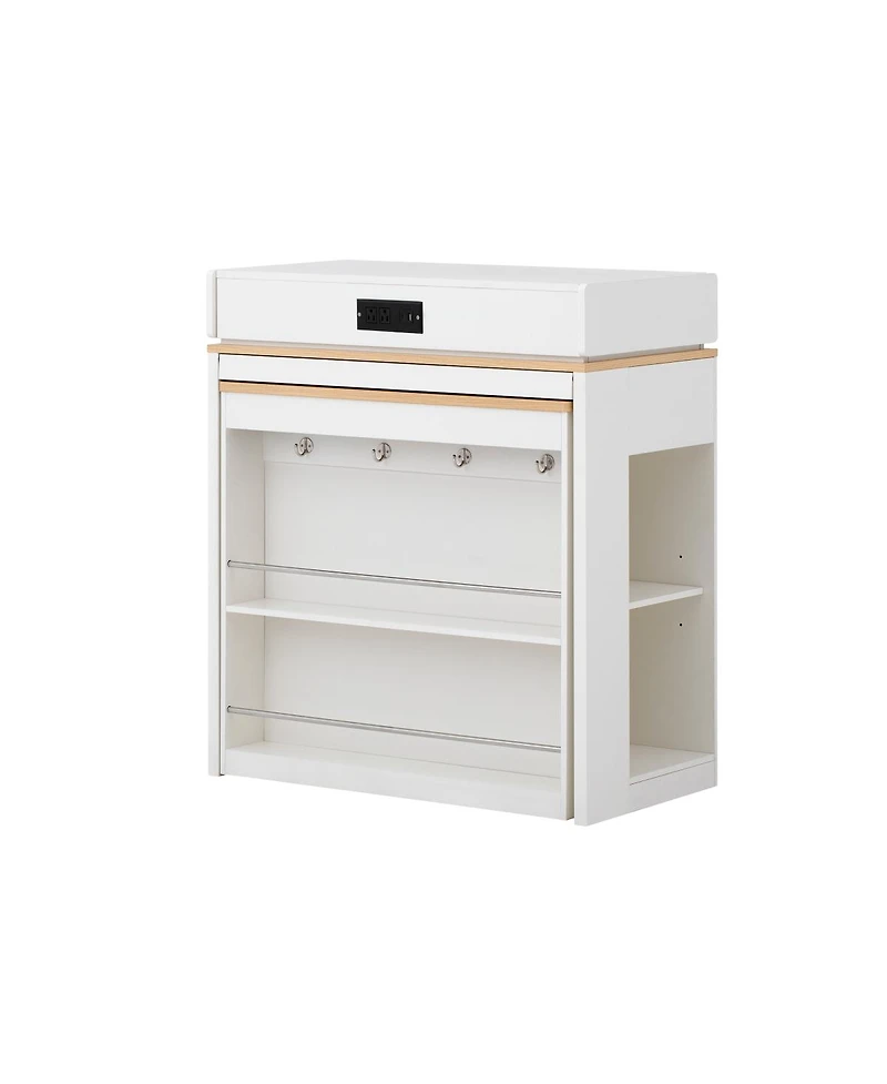 Streamdale Furniture Extendable Dining Table/Kitchen Island with Storage and Outlet