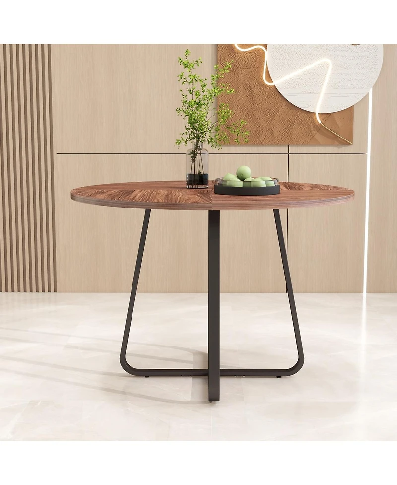Streamdale Furniture Round Dining Table for 4-6, Mdf and Metal Legs