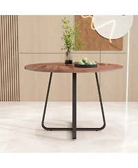 Streamdale Furniture Round Dining Table for 4-6, Mdf and Metal Legs