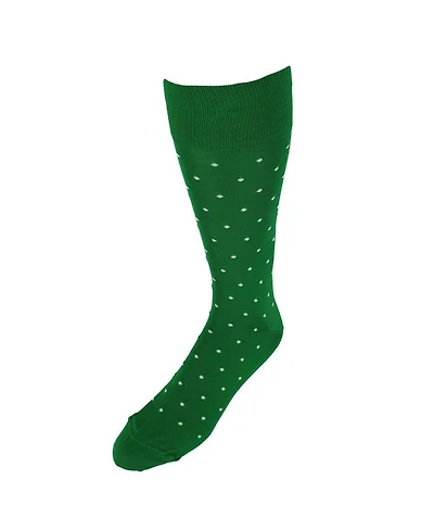 Trafalgar Men's Leo Polka Dot Mercerized Cotton Mid-Calf Socks