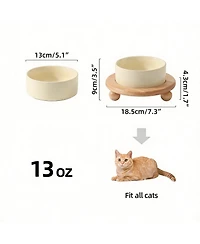 Aronkl Ceramic Elevated Dog Bowls Set Raised Feeder for Food Water Stable Non-Slip Healthy Dishwasher Safe