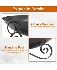 Sugift 24 Inch Heavy-Duty Metal Fire Pit Bowl Outdoor Wood-Burning Firepit with Handles