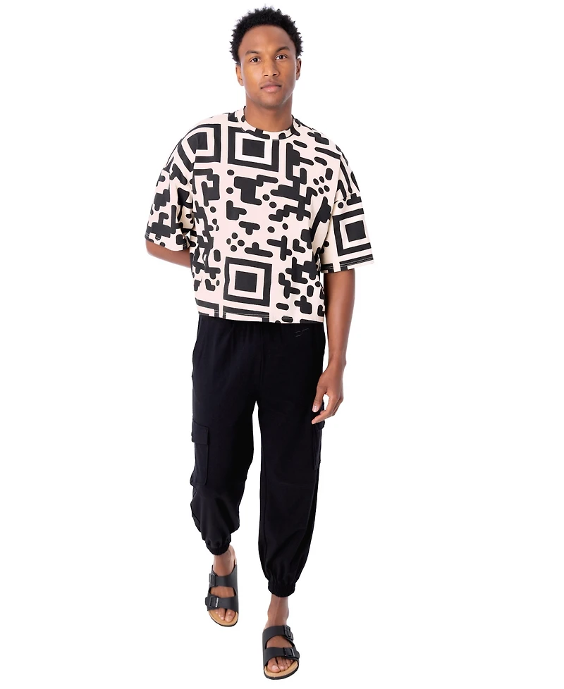 Dai Moda Men's Qr Code Cropped Boxed T-shirt