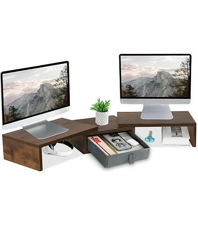 Gnuadz Monitor Stand Riser Adjustable Drawer Storage Organizer