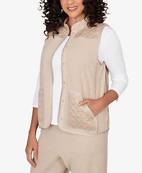Alfred Dunner Women's Comfort & Joy Quilted Snap Front Vest