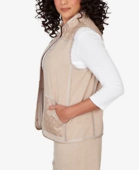 Alfred Dunner Women's Comfort & Joy Quilted Snap Front Vest