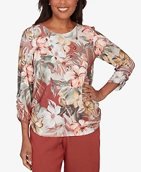 Alfred Dunner Women's Spice Market Dramatic Floral Top