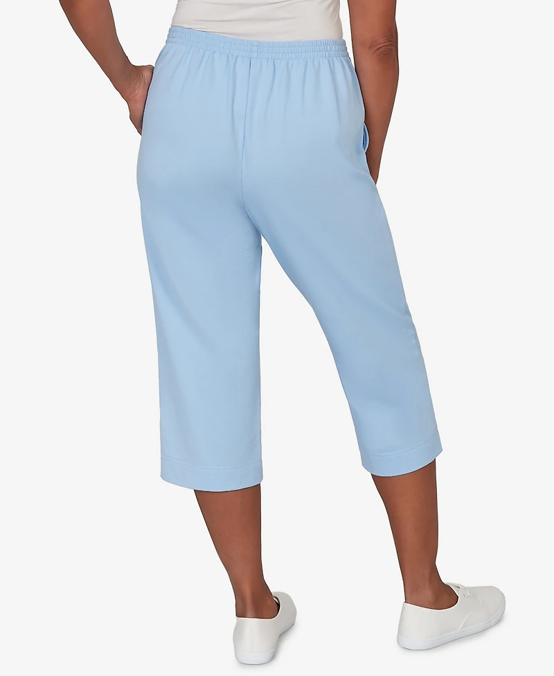 Alfred Dunner Women's Classic Everyday French Terry Flat Front Capri Pants
