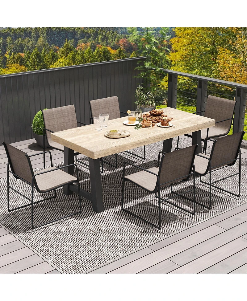 Sugift Outdoor Dining Chairs Set of 4 Patio Furniture Chair with Breathable Seat and Backrest